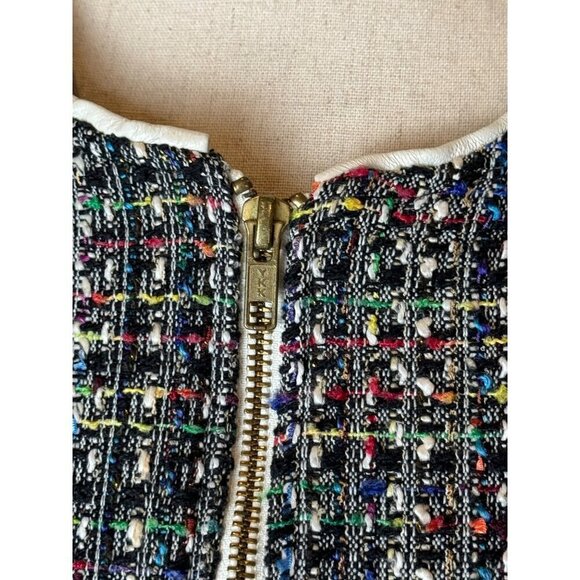 Ramy Brook Jacket Women Small Black Tweed Leather Sleeve And Trim Full Zip Retro - Picture 11 of 16